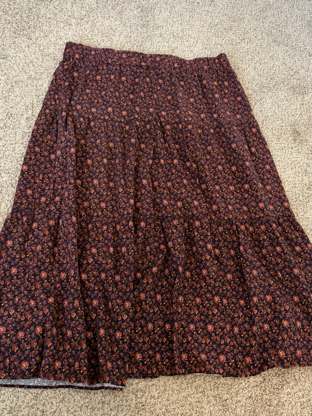Madewell Maxi Skirt with Plum and Peach Floral Print